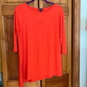 Eileen Fisher Brilliant orange long tunic top. Viscose and spandex